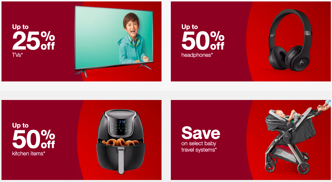 Image of Target's homepage with Black Friday deals across various product categories
