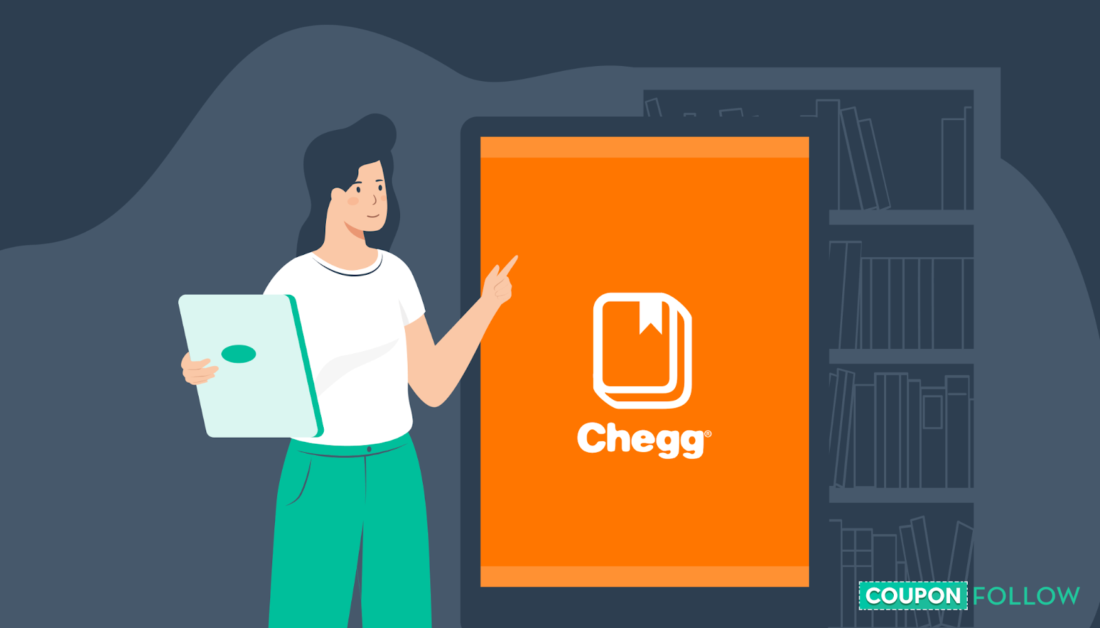 Illustration of student on tablet with Chegg logo on screen