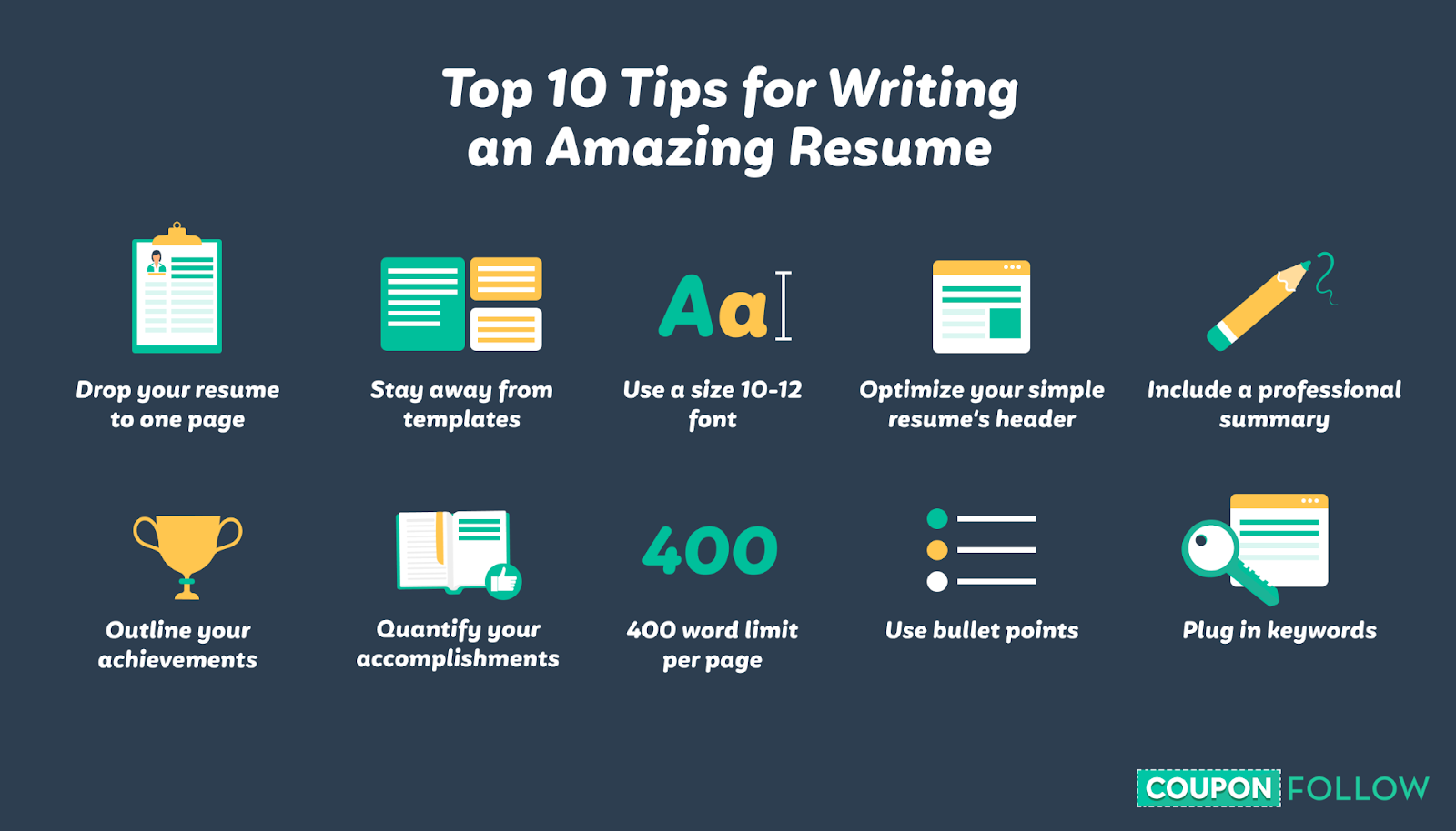 list of the top resume writing tips