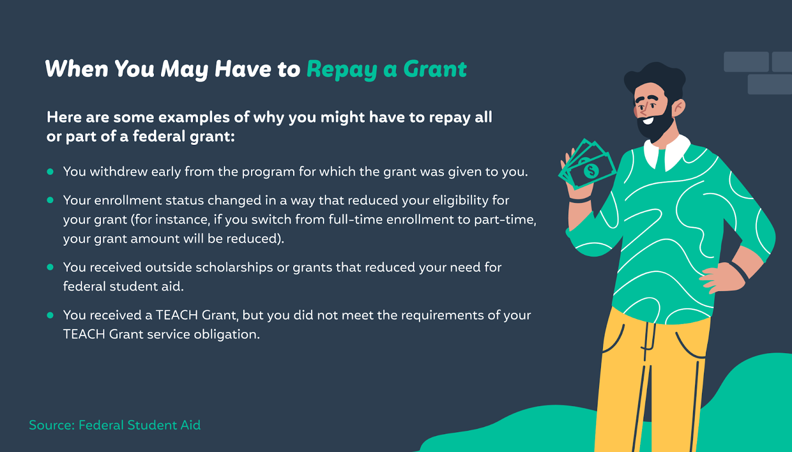 Illustration explaining when you need to repay grants