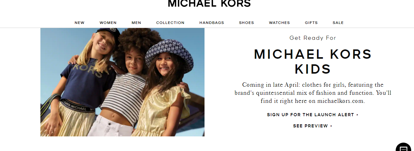 screenshot showing the items you’ll find at Michael Kors