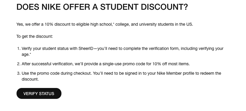 nike student discounts