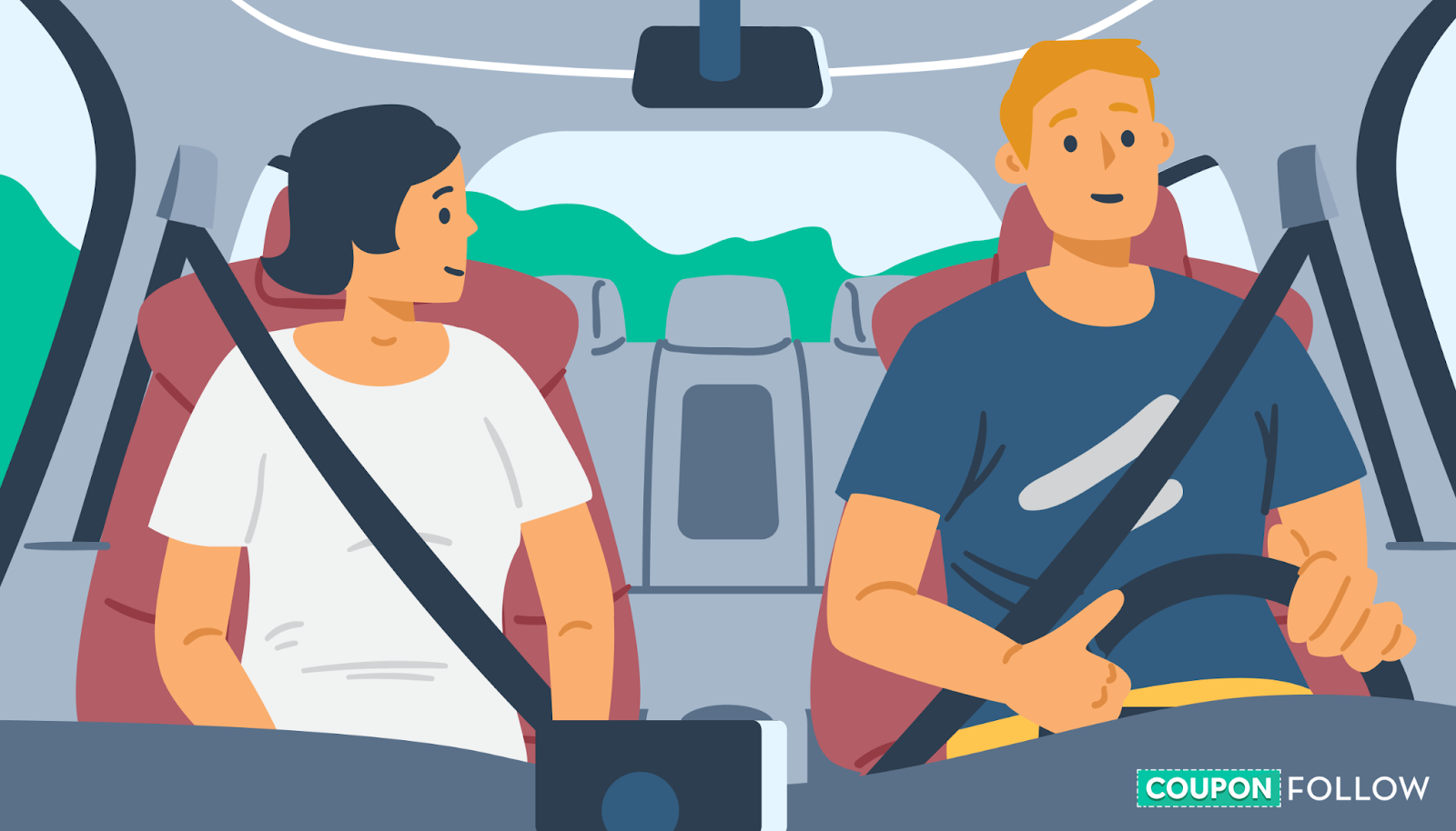 Illustration of student wearing seatbelt