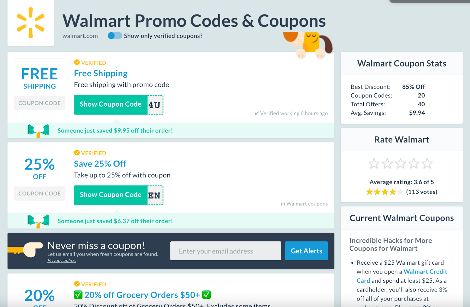 Walmart promo codes listed on CouponFollow