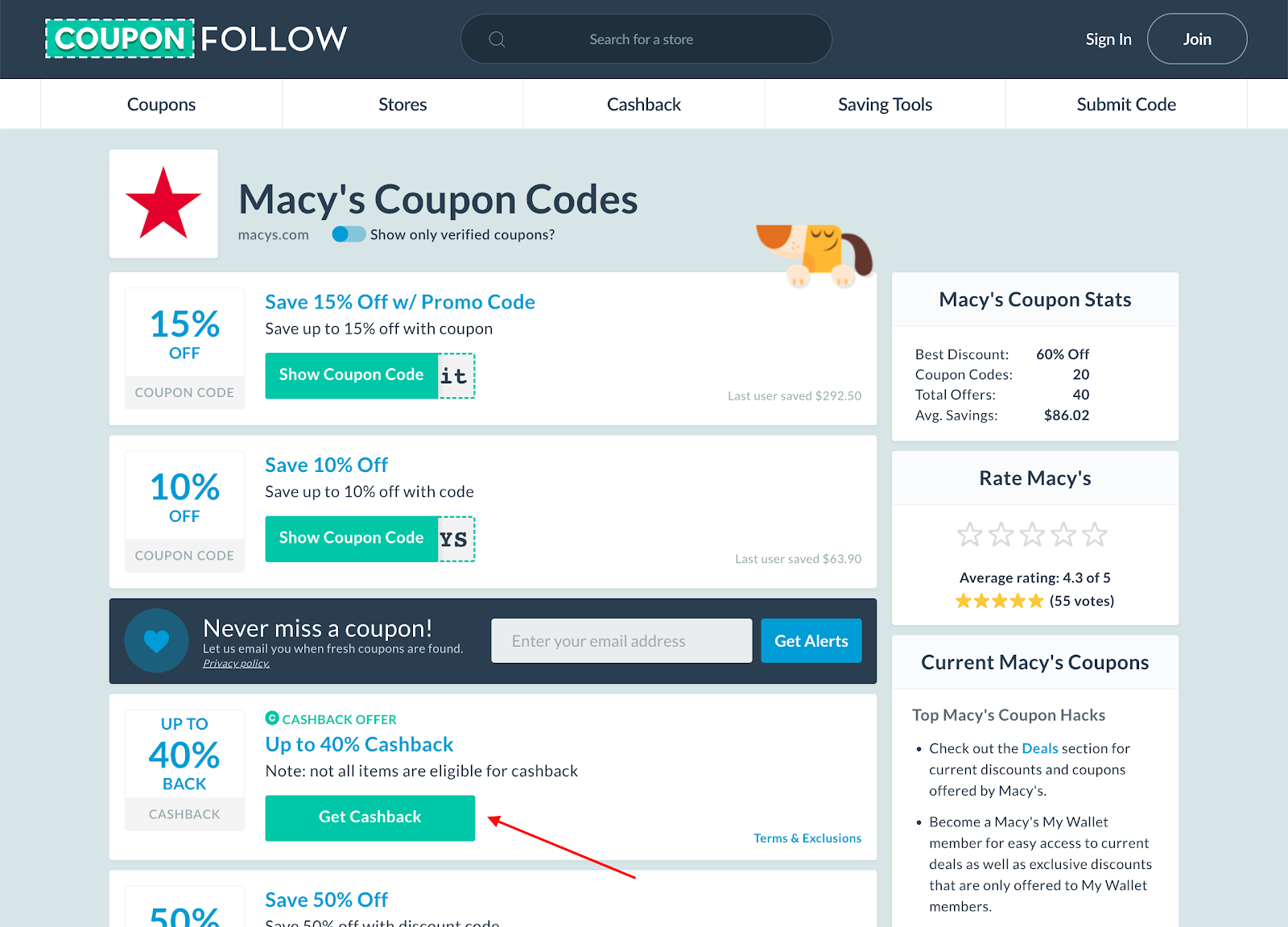 coupon codes for Macy's on CouponFollow