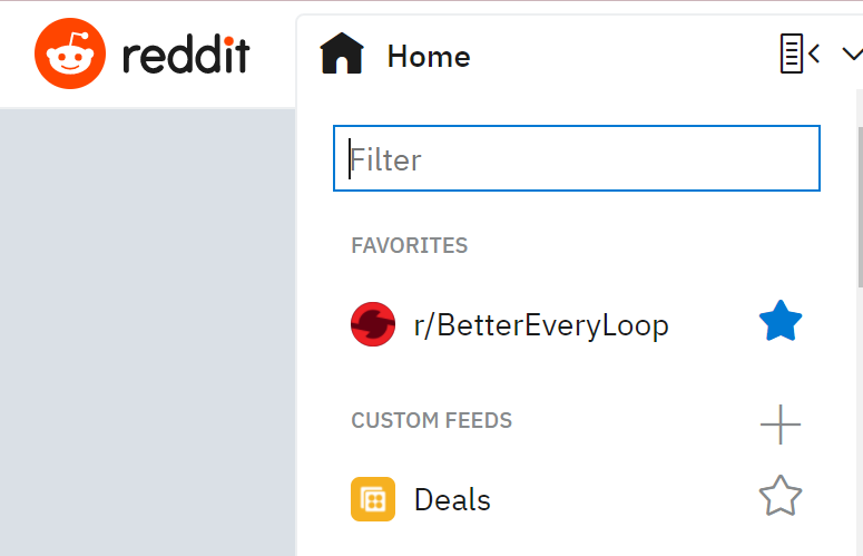 Reddit dropdown menu