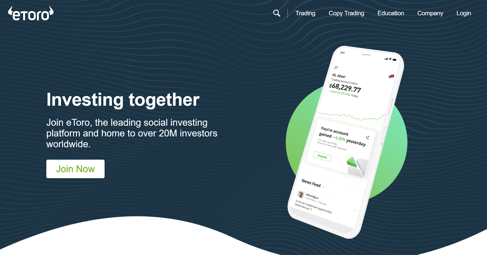 eToro social investing app