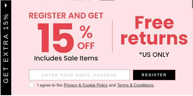 Screenshot from Shein showing discount for new customer sign-up