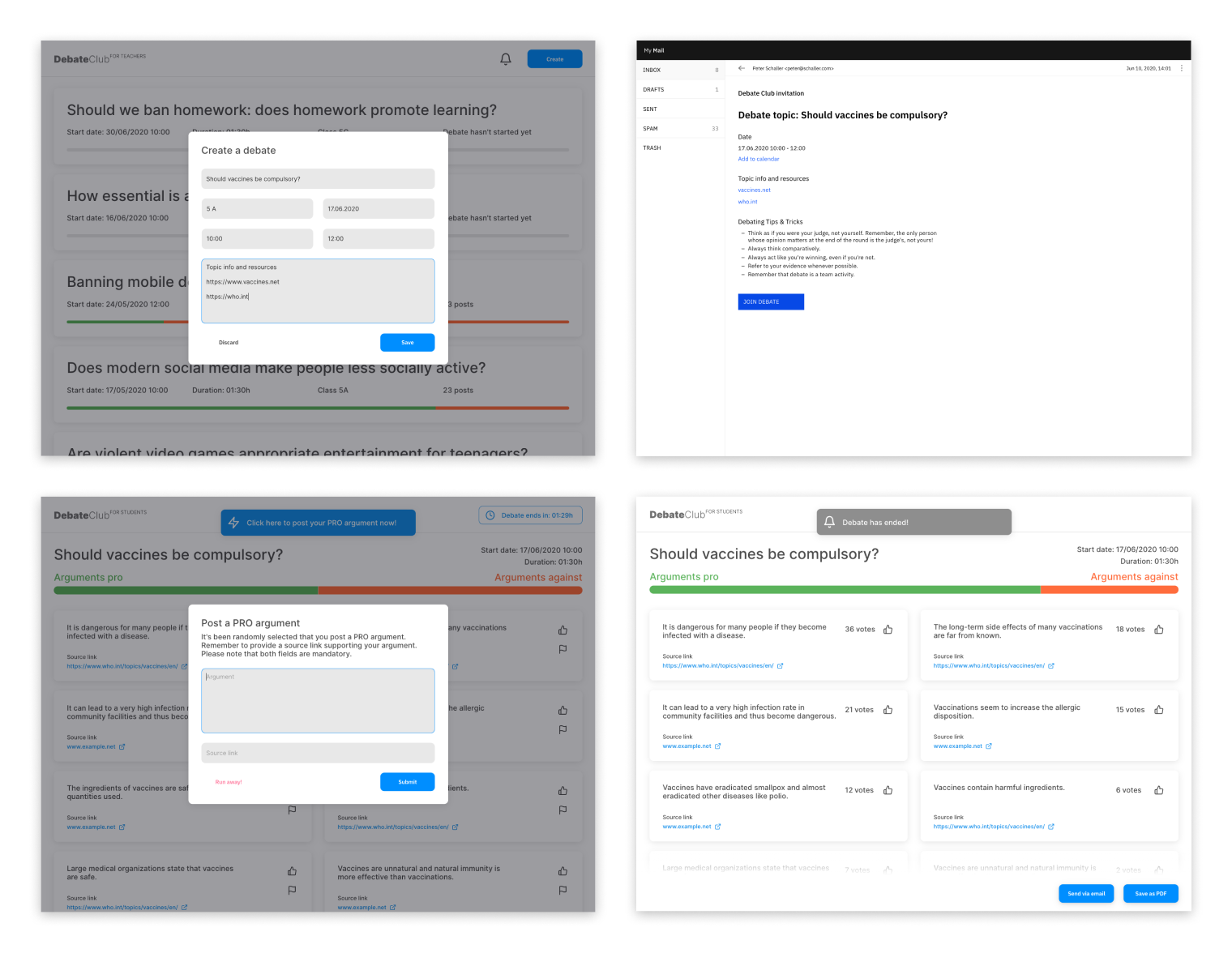 wirfuerschule prototype screens