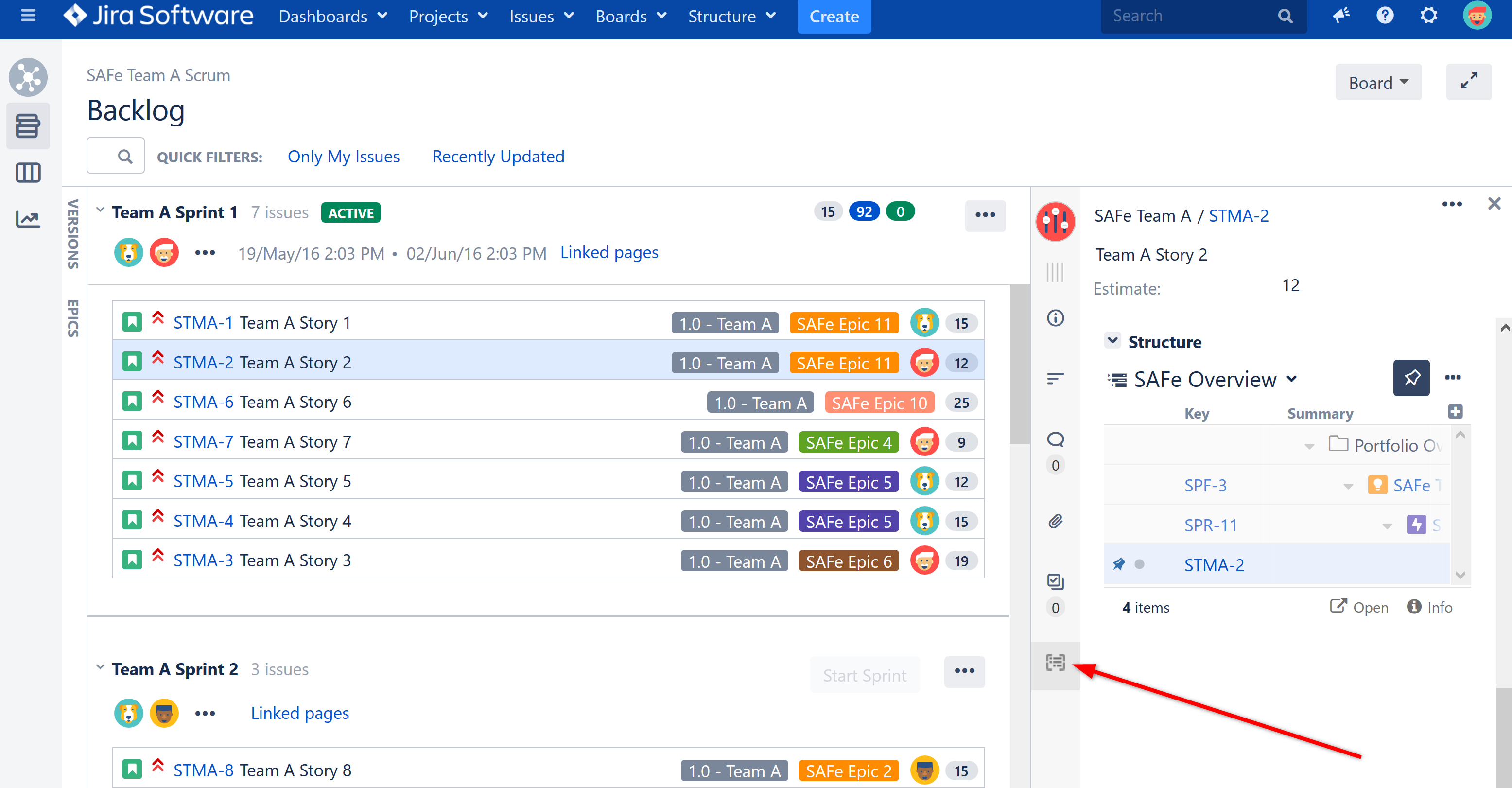 Agile Board - Structure Widget