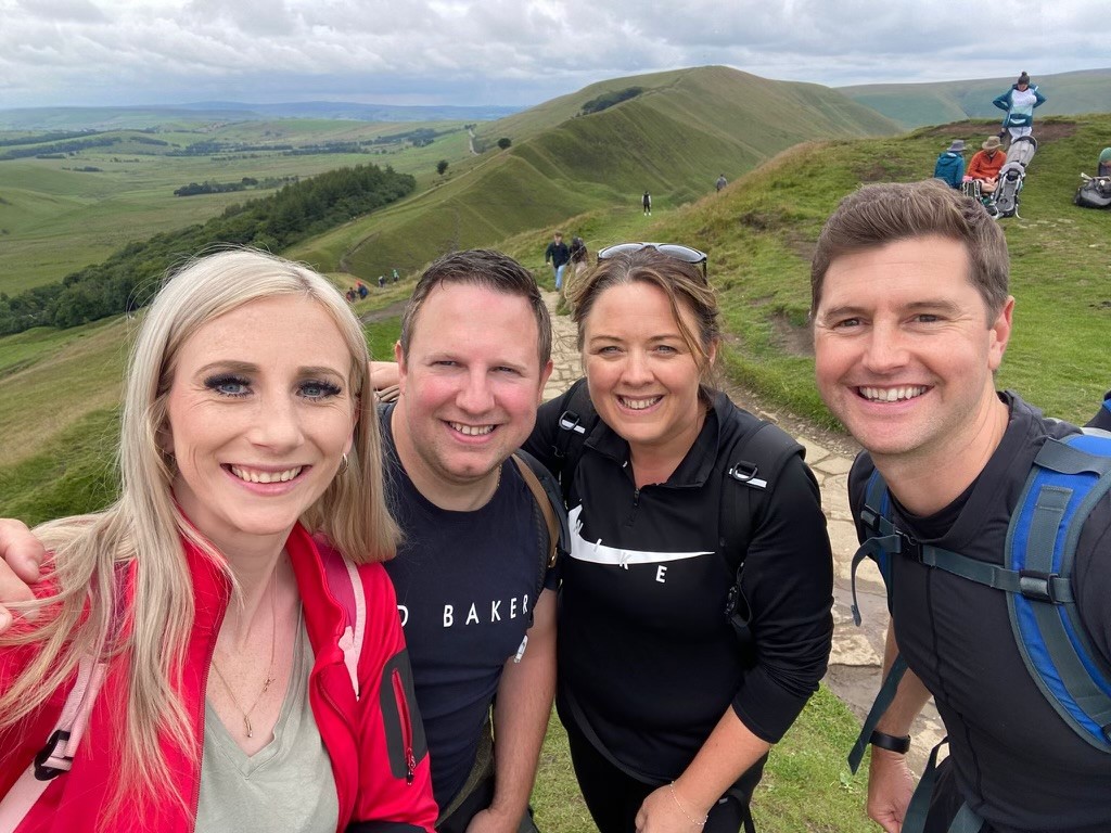 Asset - Belong Challenge Jade & Andy Shield, Becky Woodcock and Martin Rix at the top of Mam Tor