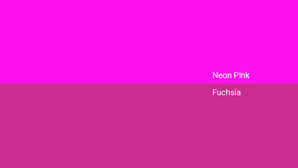 Pink Versus Rosa Cor rosa neon - combinações, código HEX - Shutterstock