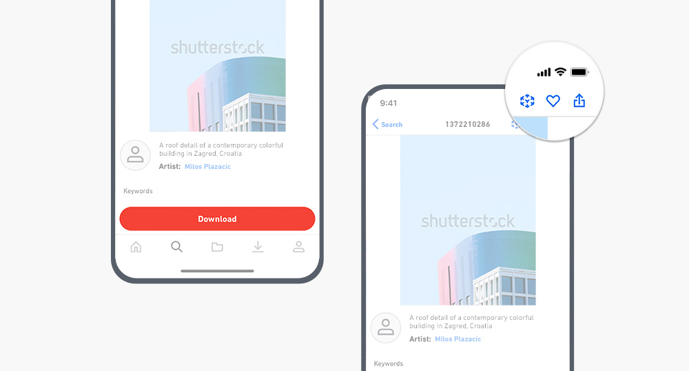 iOS、Android対応Shutterstockモバイルアプリ