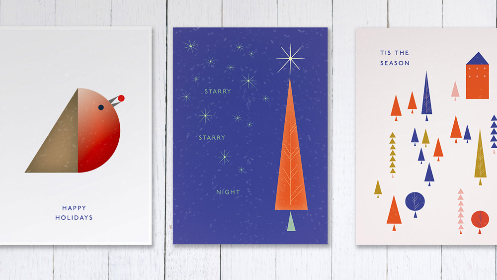 FREE Printable Christmas Cards with a Mid-Century Twist