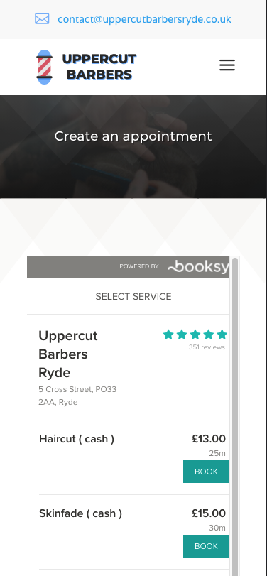 Uppercut Barbers Ryde - Mobile - Book now page