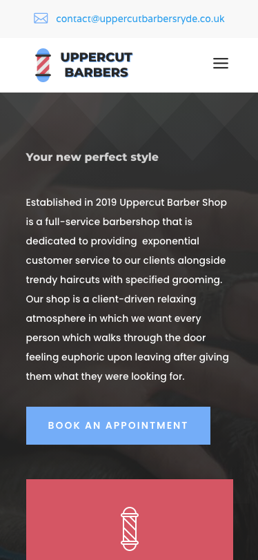 Uppercut Barbers Ryde - Mobile - Homepage - Header