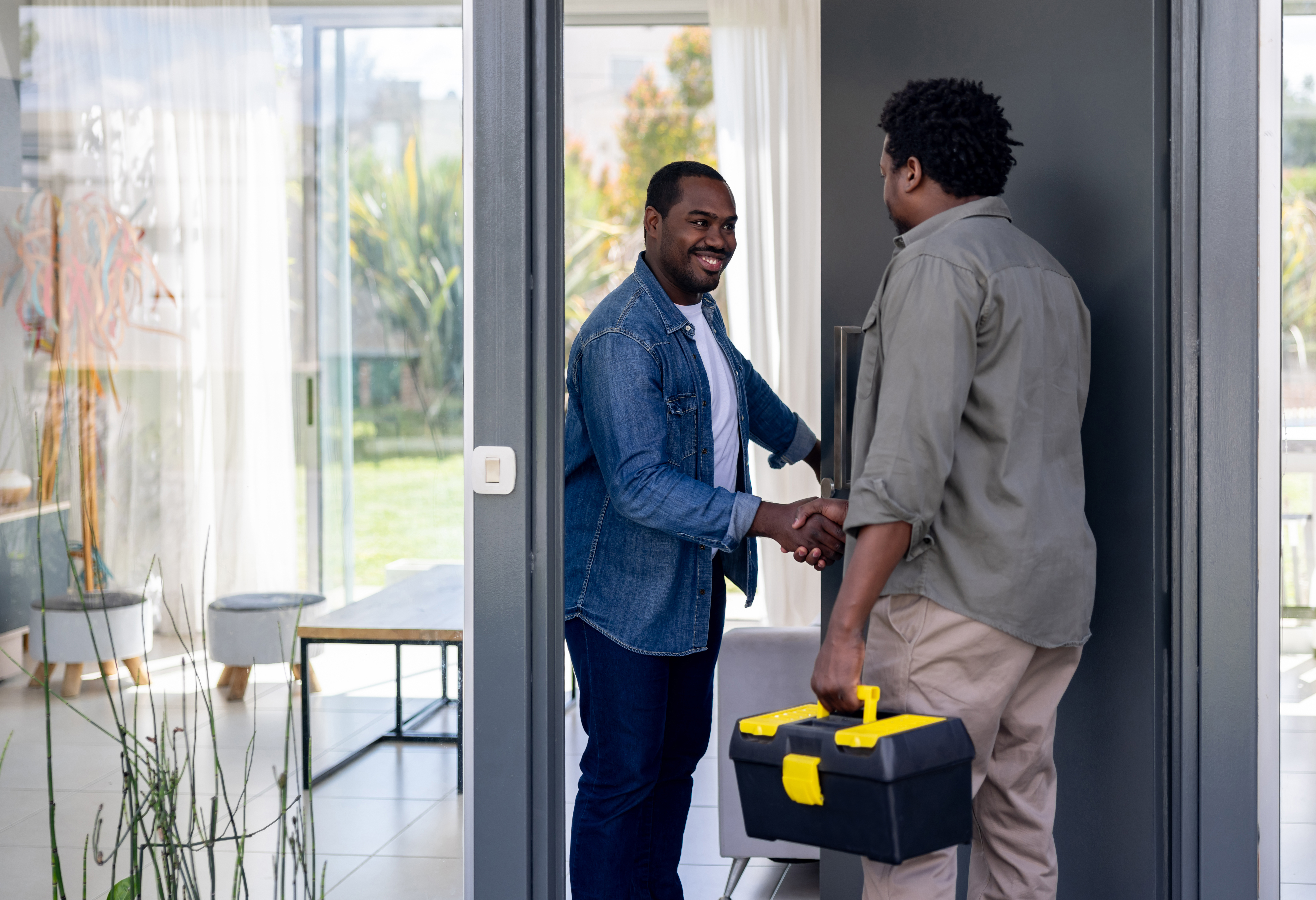 Contractor with happy customer