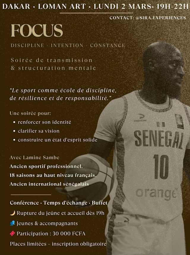 FOCUS: Discipline & Resilience – Sports Conference Evening with Lamine Sambe Poster
