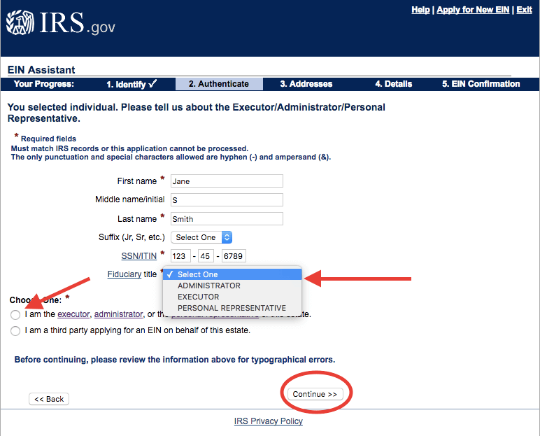 Choose the executor representative. 