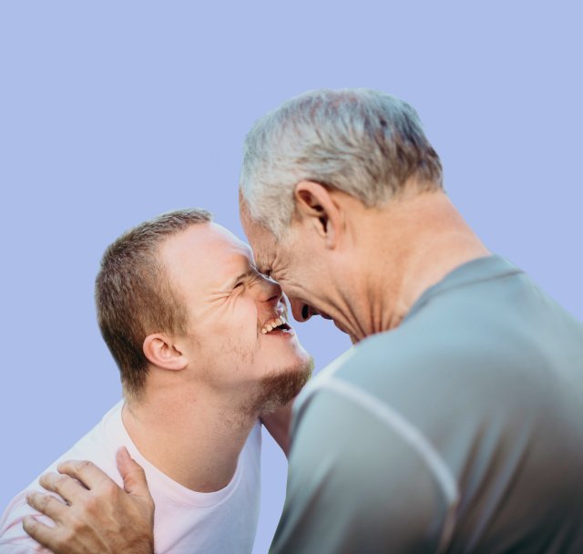 father and son forehead touch