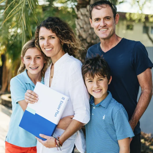 Family with their Trust & Will estate plan package.