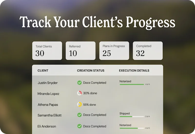 Track Your Clients' Estate Plan Progress: Execution Details & Estate Tax Reports image