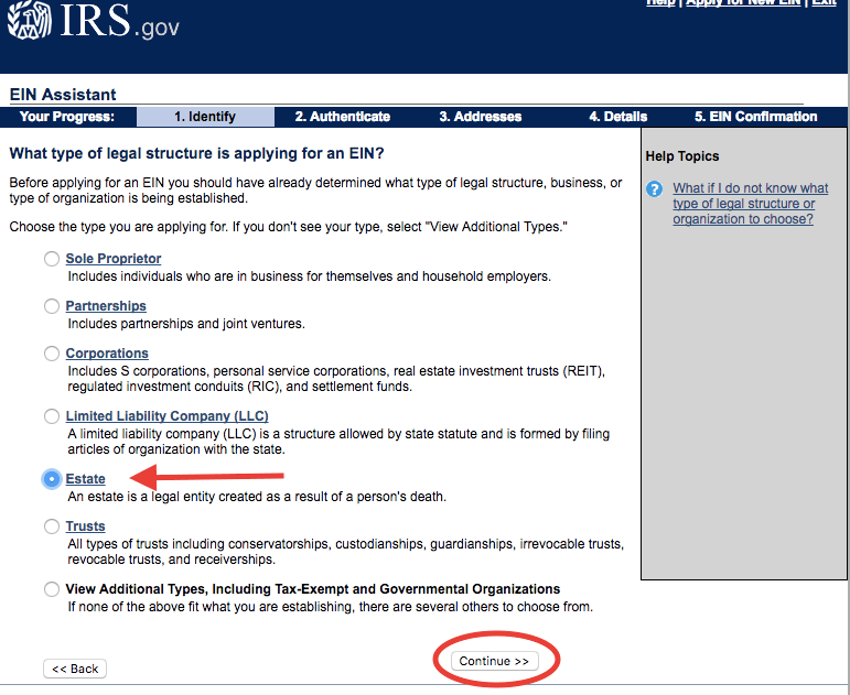 how to create a tax id number for an estate