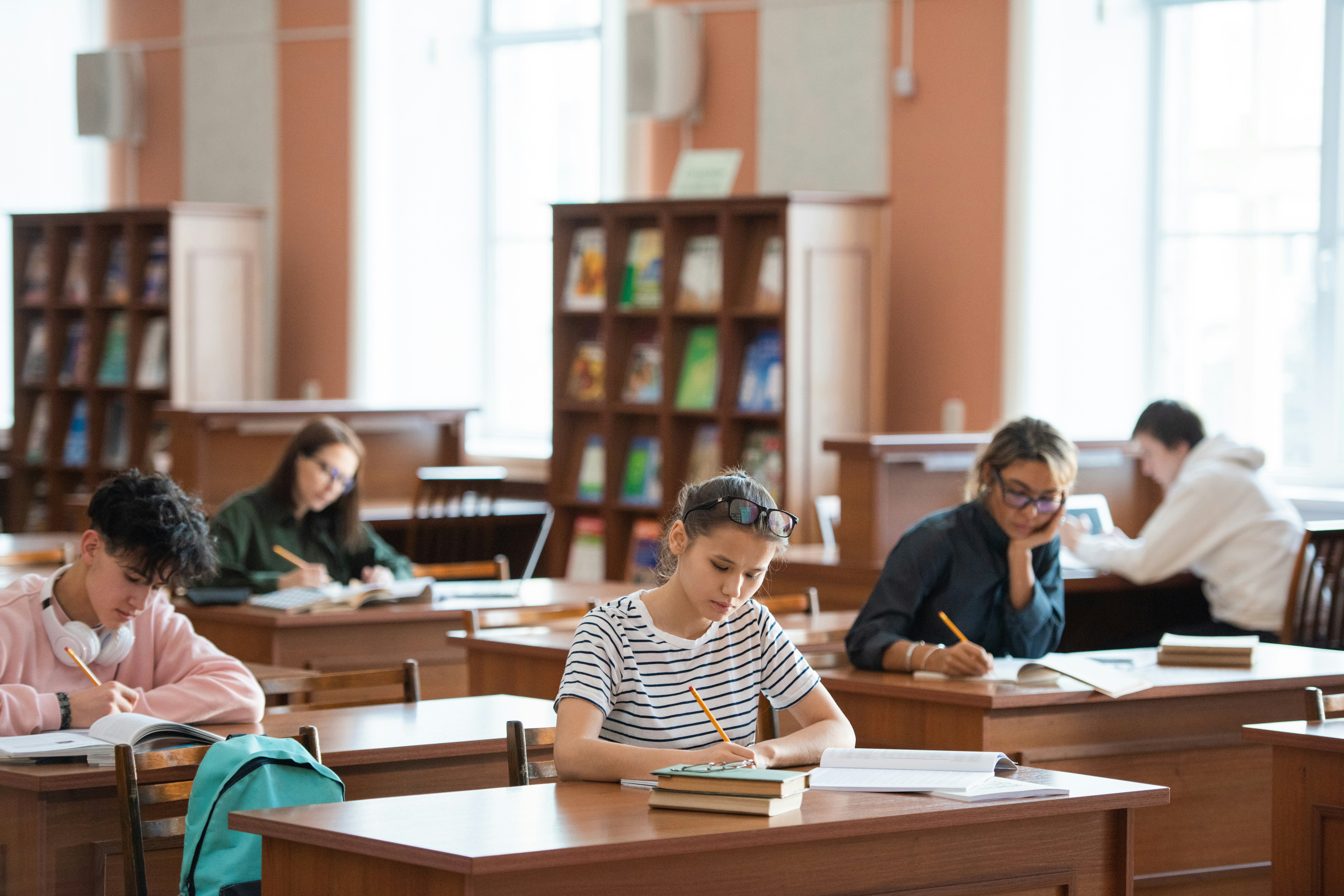 Students writing in an exam
