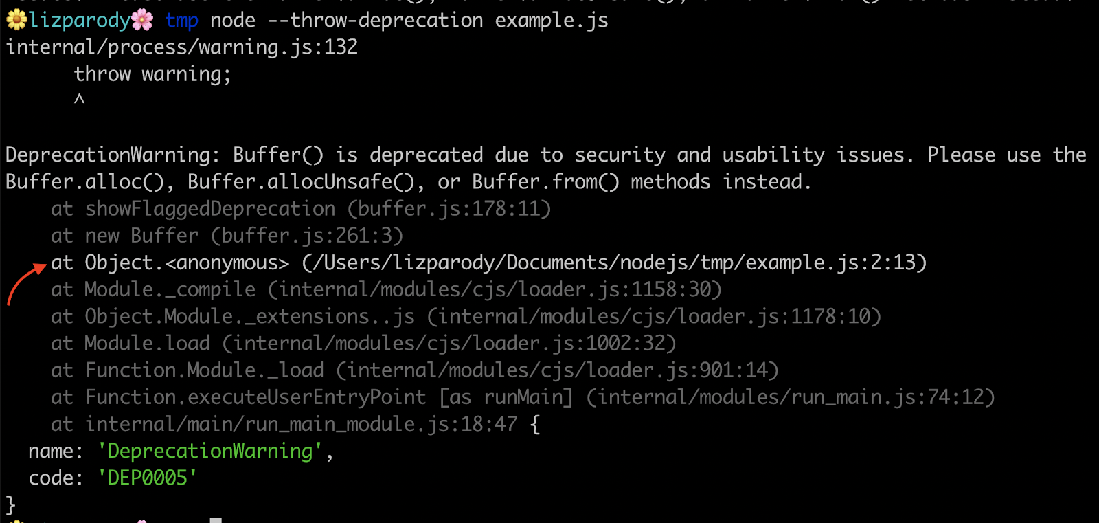 Node js exception