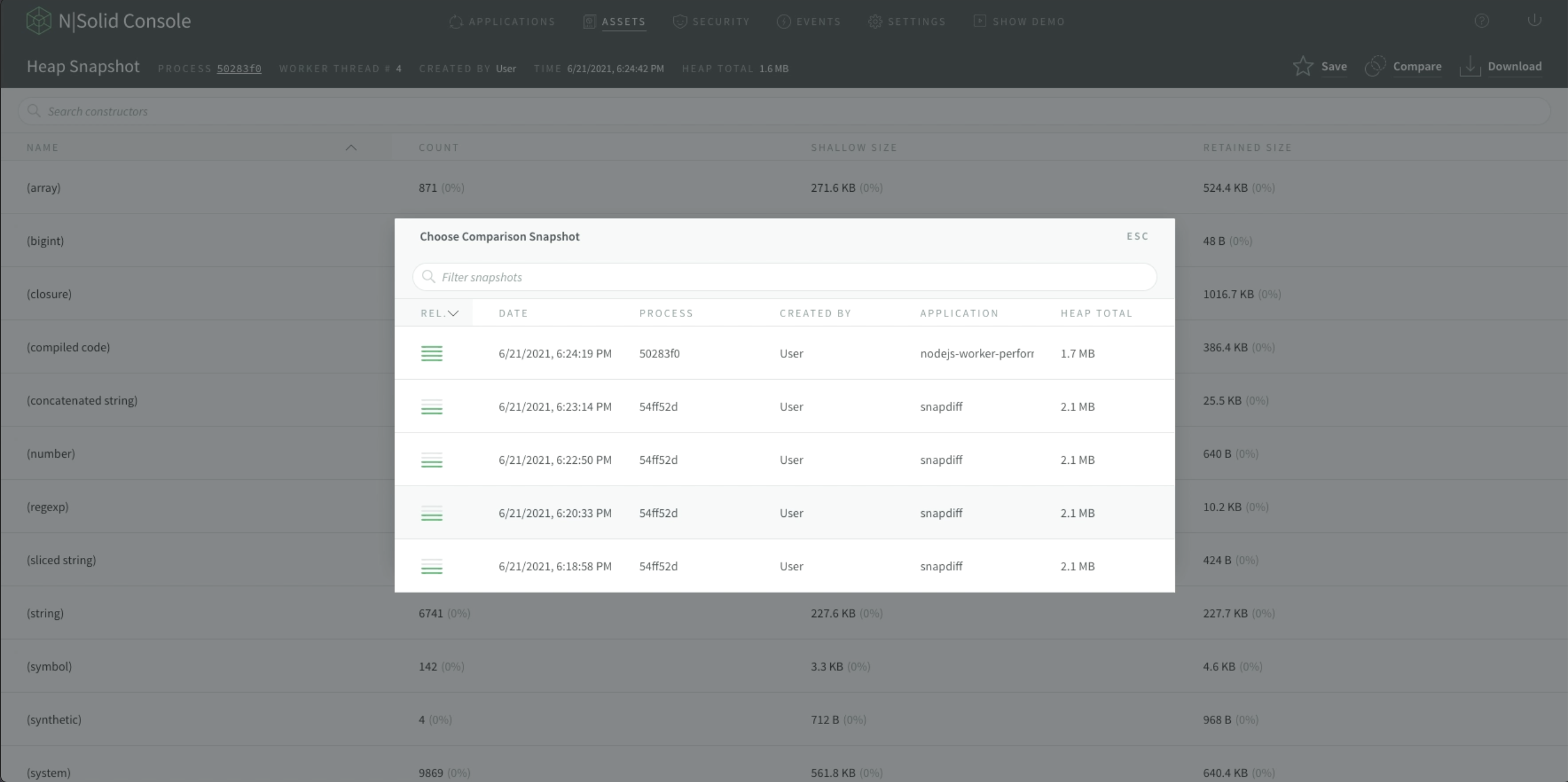 Capture Heap Snapshots in N Solid NodeSource