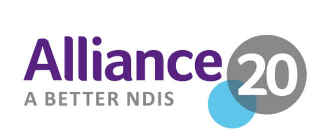 Alliance20 a better NDIS printed on a white background.
