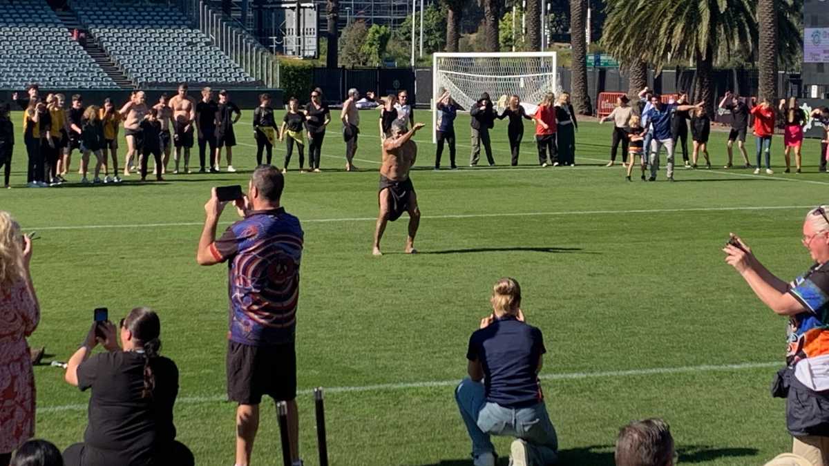Performers on the grounds at Industree Stadium for the Central Coast Reconciliation Event.