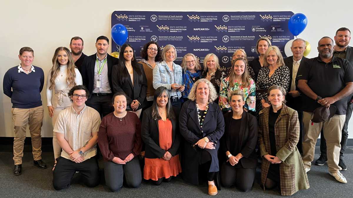 Life Without Barriers Child, Youth and Family team and Foster Carers group photo at the South Australian Child Protection Awards.