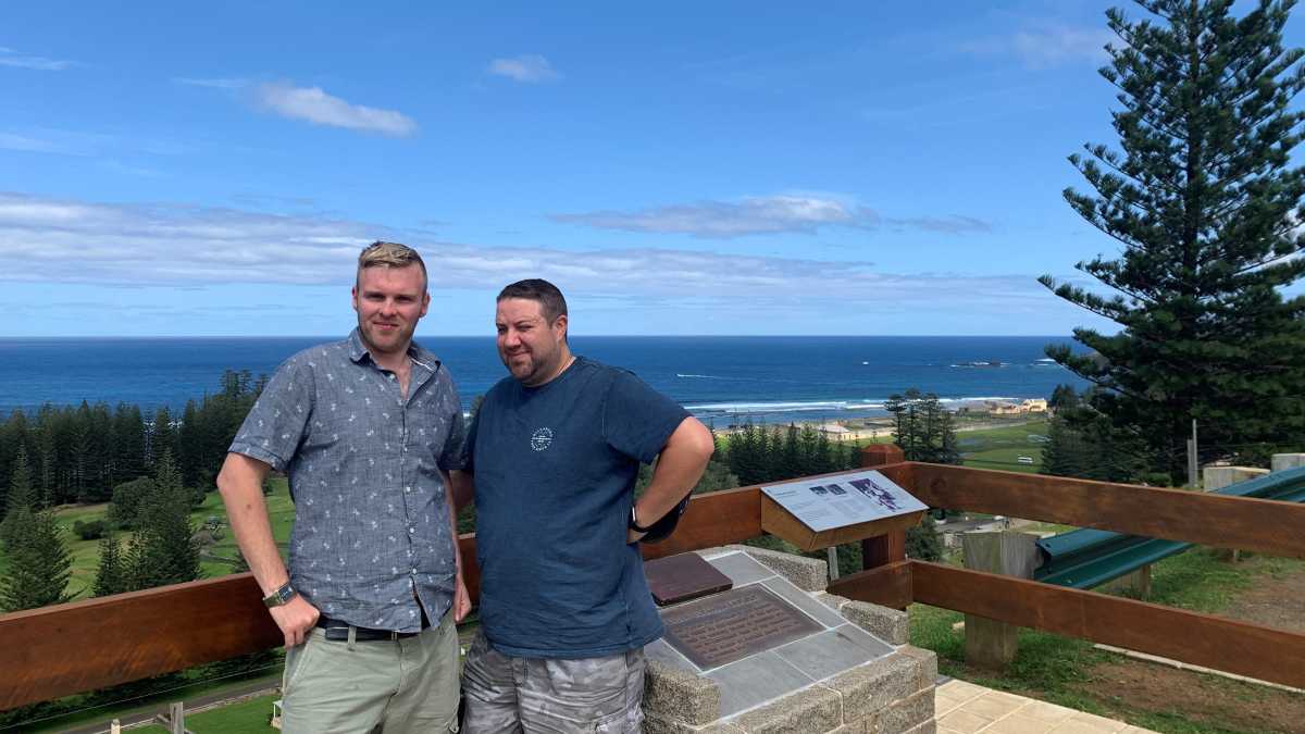 Lleyton and Chad standing at a lookout.