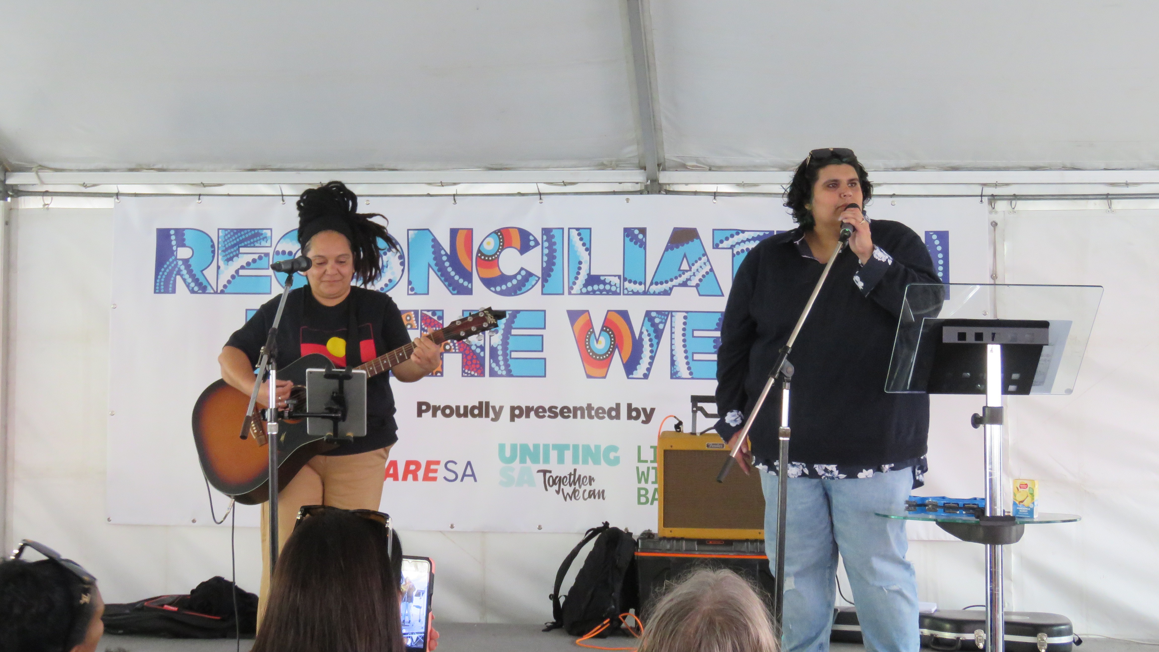 Cat Carter and Bec Gollan performing at Rec in the West.