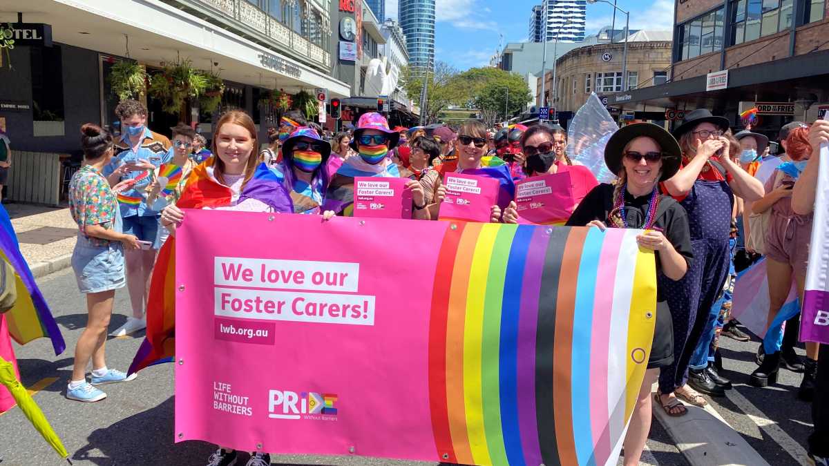 Life Without Barriers staff marching at Brisbane Pride.