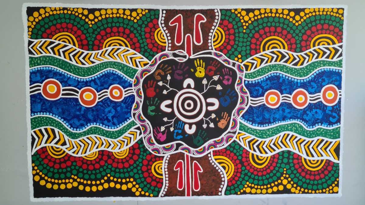 The mural Silvia created with the QACI students at Kelvin Grove.