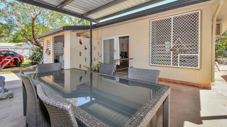 --Patio with outdoor seating.--