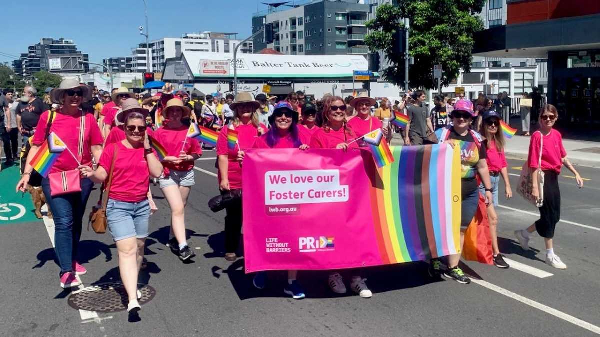 Life Without Barriers staff marching at Brisbane Pride March