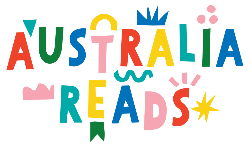Text reads 'Australia Reads' in bright colours-