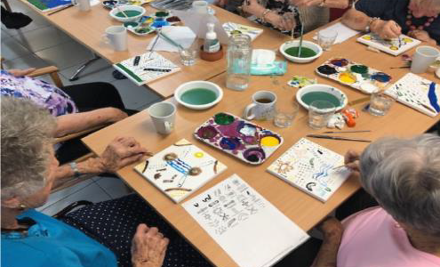 A painting workshops Silvia and Jocelyn organised at a Life Without Barriers Aged Care home.