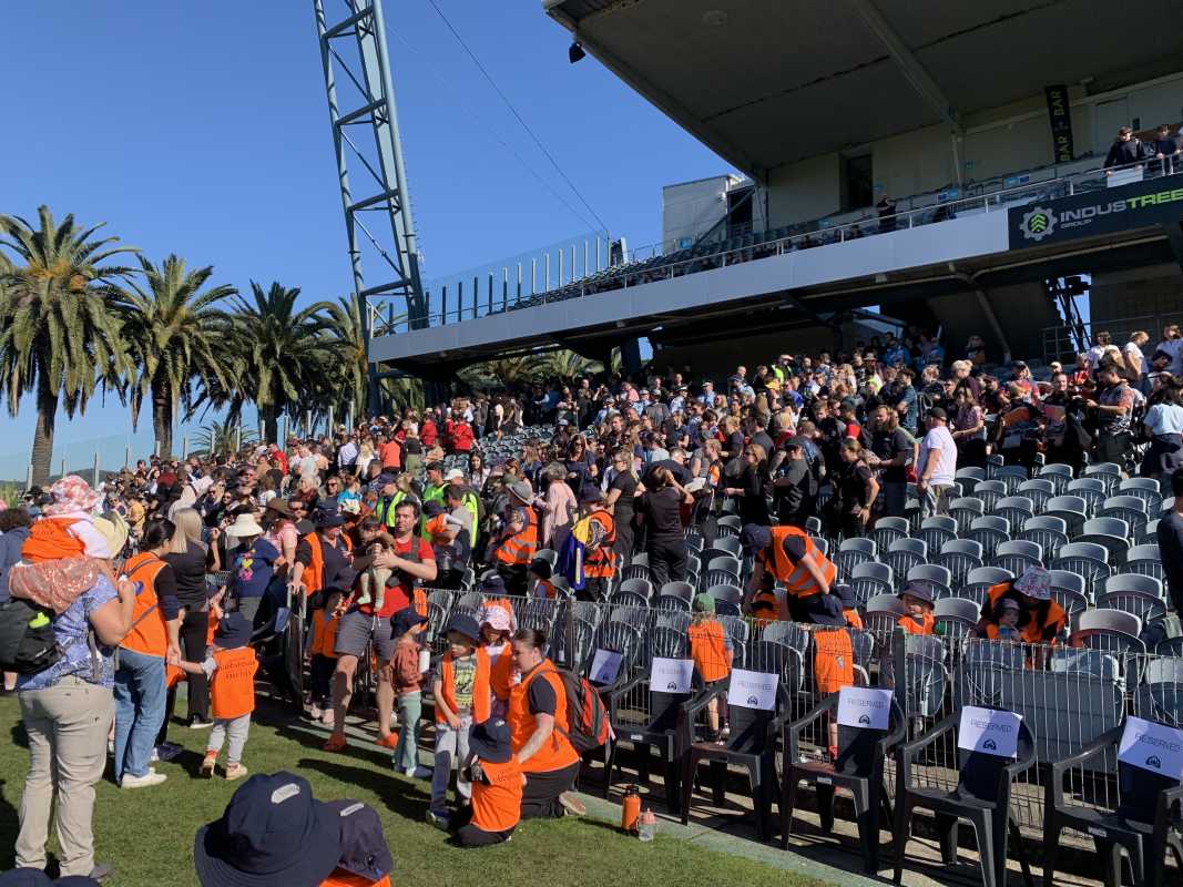 People gathered at Industree Stadium for the Central Coast Reconciliation Event.