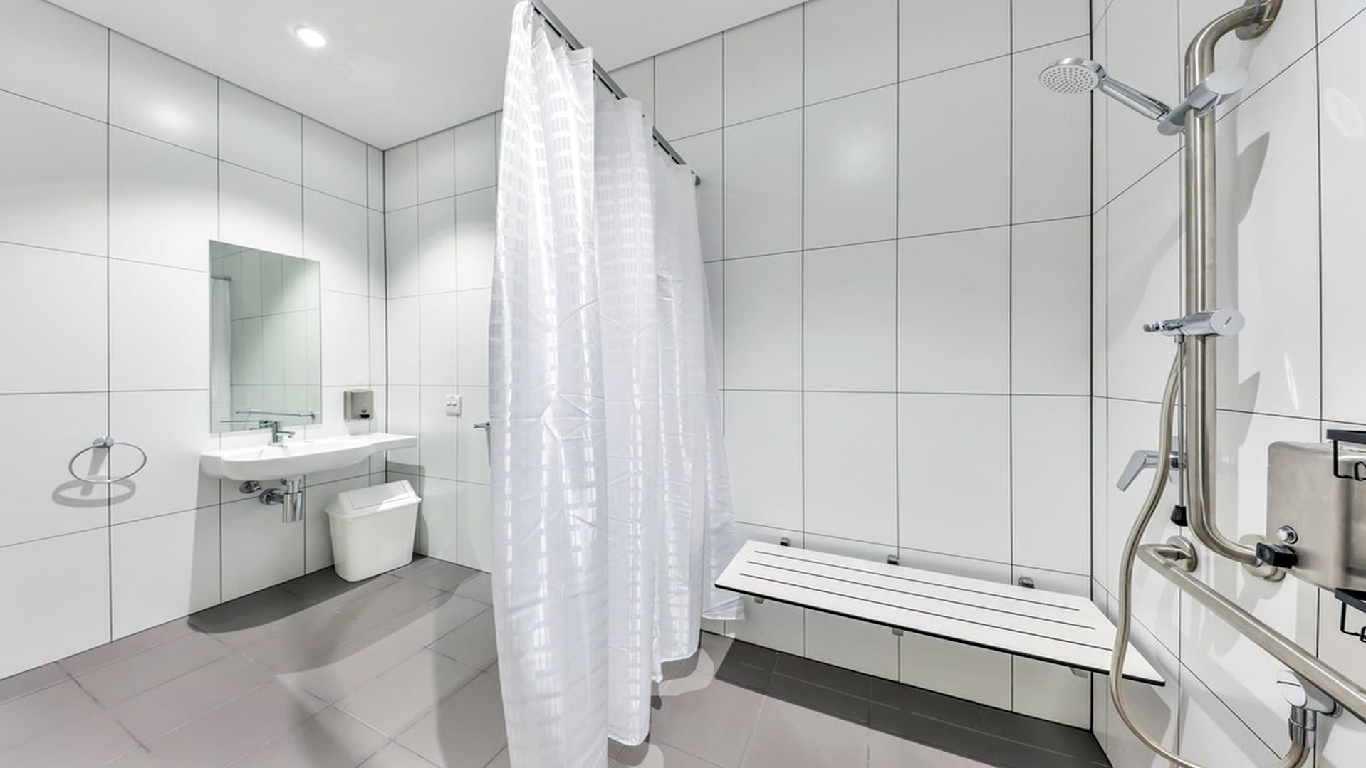 Full accessible bathroom with ceiling hoist