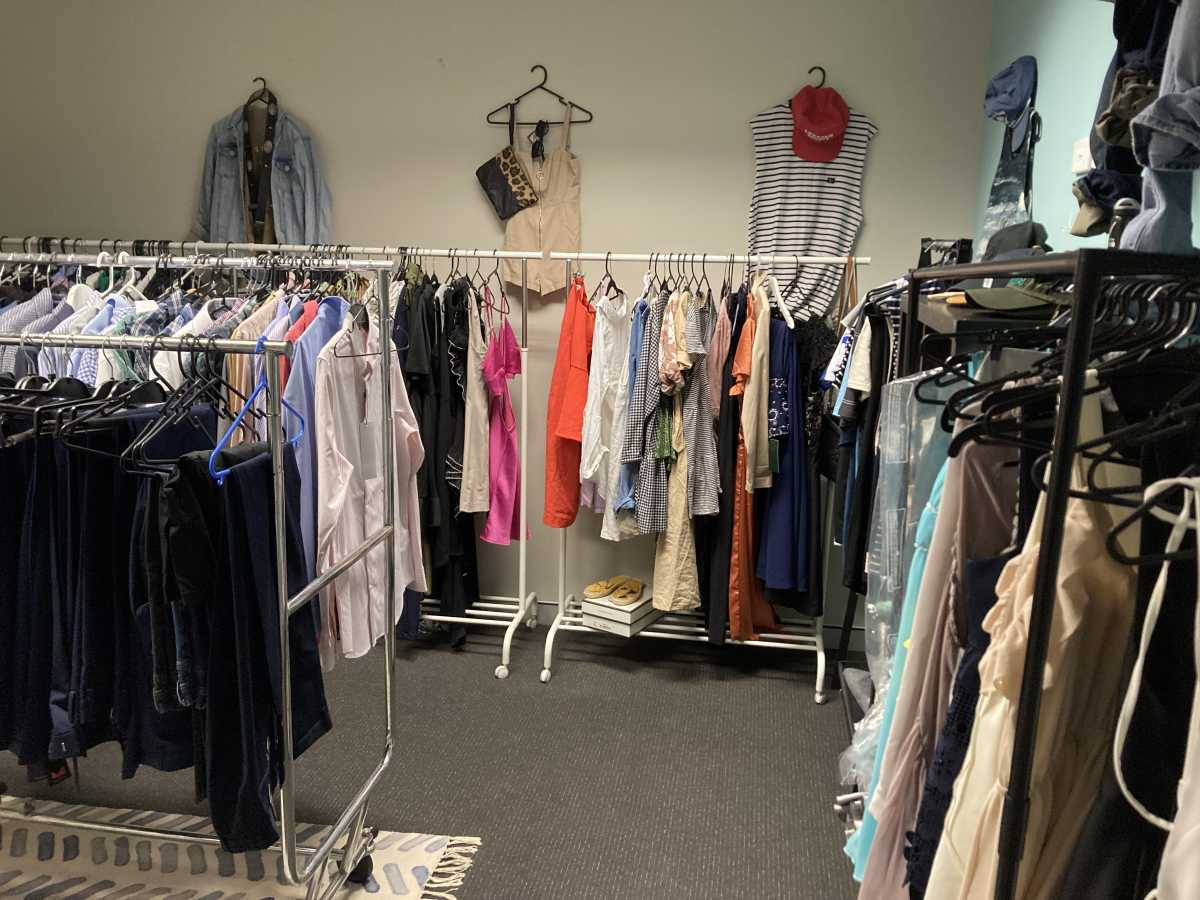 Racks of clothing inside The Boutique.