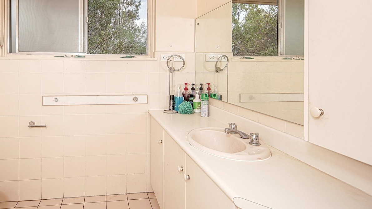 Tiled bathroom.