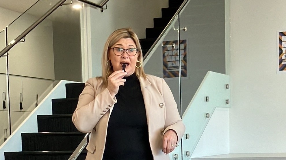 Claire Robbs speaking at the Newcastle Office Reconciliation Morning Tea.