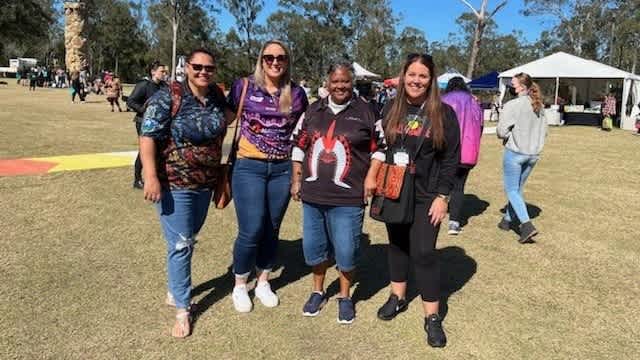 Left to right Life Without Barriers Child Youth and Family team members from Brisbane’s Milton office: Silvia Jones-Terare, Cultural Support Planner; Renee Sawyers, Operations Manager; Leoni Lippitt, State Lead Aboriginal and Torres Strait Islander Initiatives; and Marnie Davis, Cultural Support Planner (Robina office).