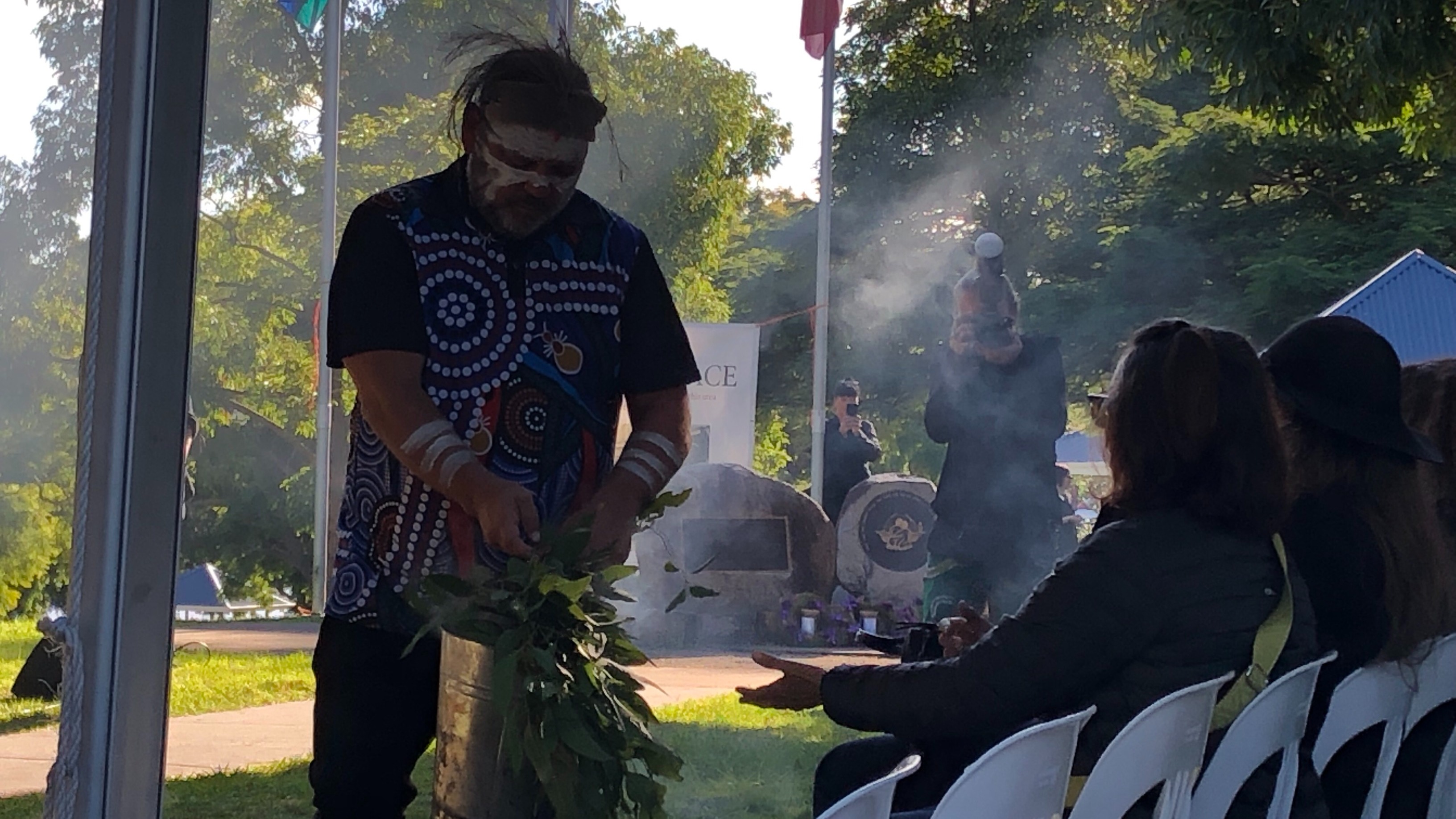Shannon Ruska performing a smoking ceremony.