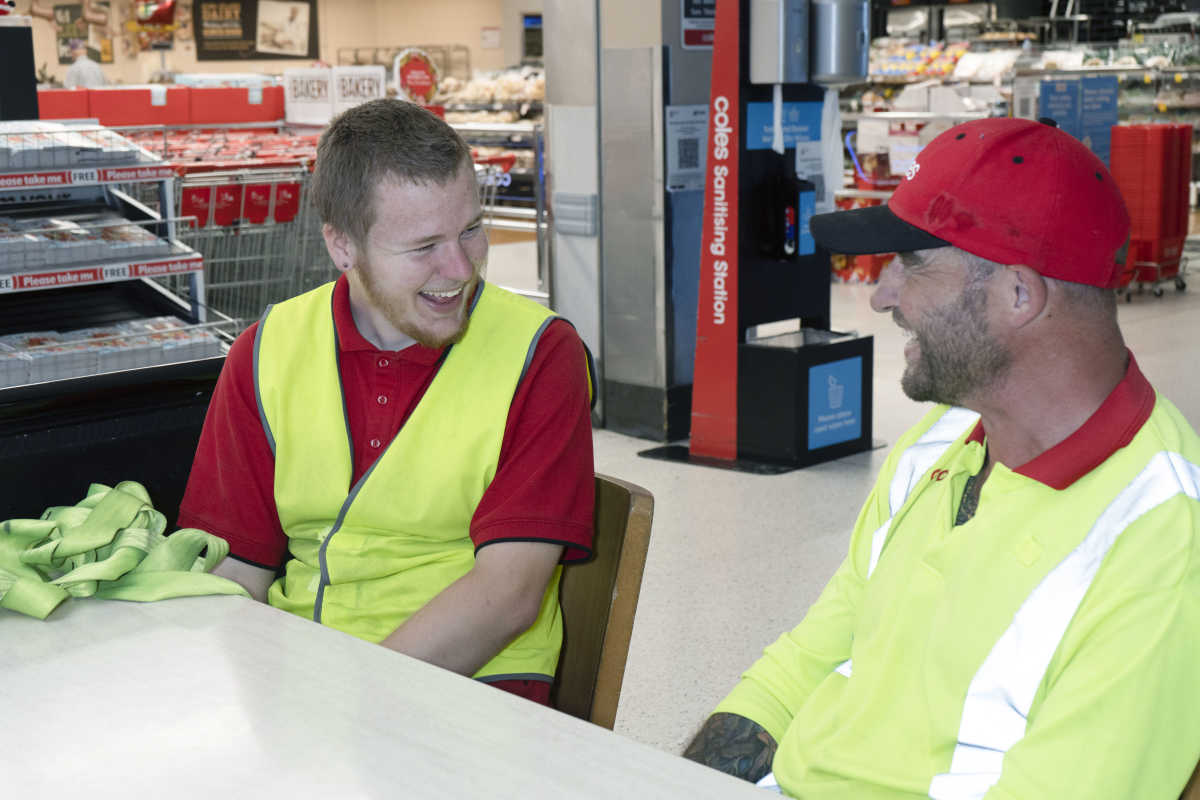 Jayden with his new Coles supervisor.