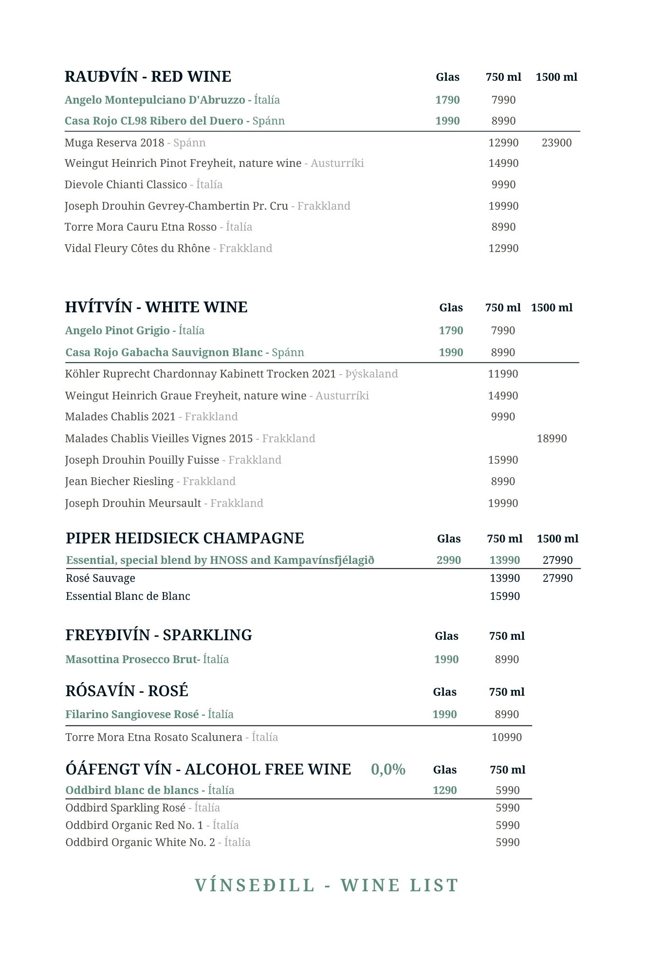 Winelist